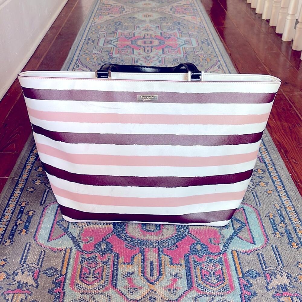Kate Spade Grant Street Jules Grainy striped vinyl shoulder bag tote